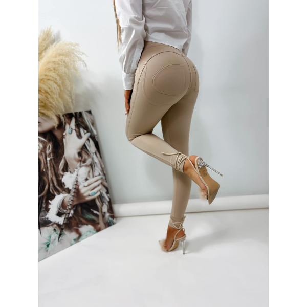 Legginsy modelujące / BODY SHAPE / BEŻ / Double Push / Wysoki stan /  XS - S - M - L - XL